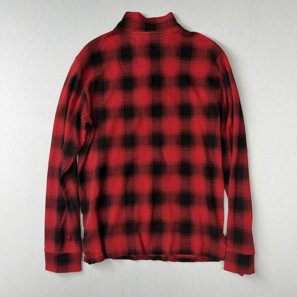 Polo Ralph Lauren Sweatshirt Boys 18-20 Red Plaid 1/4 Zip Pullover Mock Neck